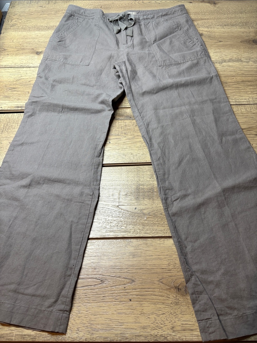 Women’s Banana Republic Ryan Fit Linen Blend Wide Leg Pants in Taupe Size 14